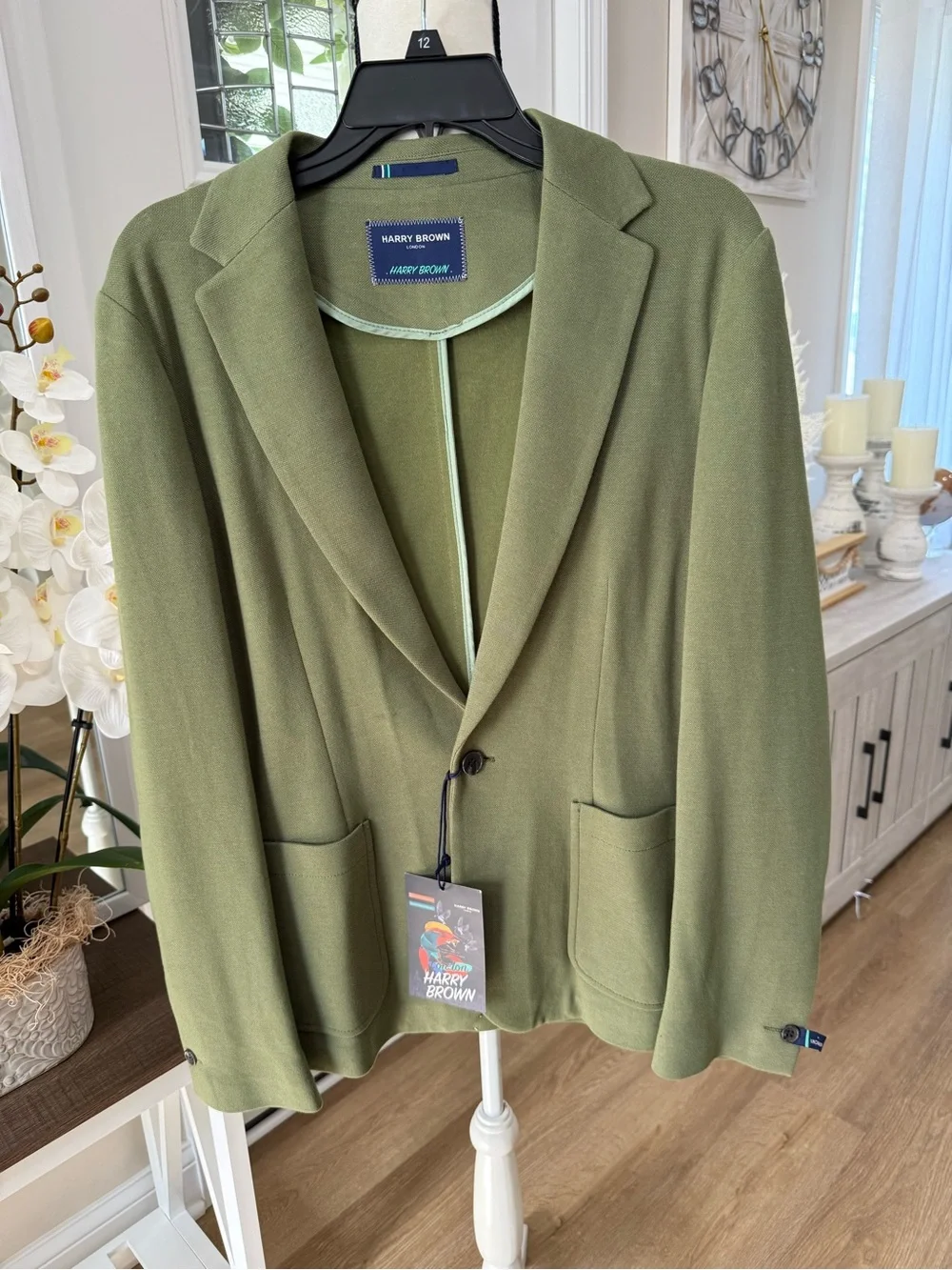 Harry Brown/Blazer/Mens/Sz.40Reg./Green/Patch Pocket/Boxy Fit/One Button/Soft/